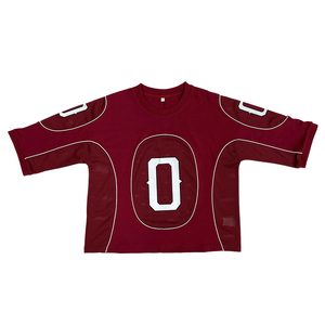 เสื้อฟุตบอลทรงโอเวอร์ไซส์ผ้าเจอร์ซีย์ปักลายโลโก้ผ้าปะต่อ - Product Image 2