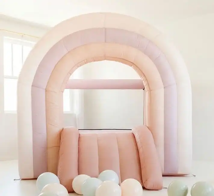 Пастельный Радужный прыгающий домик, надувной парк развлечений для малышей, белый мини-замок-батут для детей
