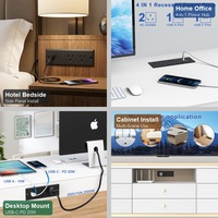 Enchufe de escritorio empotrado AU con 2 tomas de CA y USB PD de 20W, toma oculta para muebles de oficina en el hogar