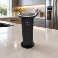 Multiprise motorisée intelligente rétractable avec protection contre les surtensions, 3 prises 10A et double ports USB, pour cuisine, Nouvelle-Zélande et Australie