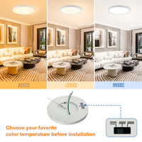 Plafonnier LED ultra-plat 12 pouces à prix d'usine, 3 CCT 3000K/4000K/5000K, luminaire à montage en surface dimmable pour chambre, salle de bain, cuisine