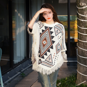 مخصص تريكو OEM ODM جودة عالية العرقية محبوك المعطف شرابات زائد الحجم سترة الشتاء شال للنساء - Product Image 3