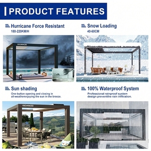 Pergola Retrattile in Alluminio per Esterni con Tenda Parasole - Tenda <span class=keywords><strong>da</strong></span> Sole Ecologica per Giardino, Gazebo, Terrazza, Balcone, Patio, Deck - Product Image 6