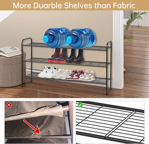 Metal Long Shoe Rack for Closet Shoe Organizer for Entryway Wide Stackable Shoe Storage <b>Shelf</b> With Sturdy <b>Wire</b> Grid for Closet - Product Image 6