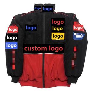 Veste de course coupe-vent à manches longues avec fermeture éclair et broderie imprimée tendance, style vintage unisexe, veste bomber sport 300g - Product Image 1