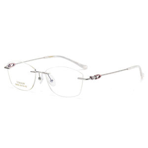 Lunettes de lecture pour adultes en or pur, monture 3 pièces, lunettes sans monture en titane pour femmes, verres confortables AC, style imprimé classique - Product Image 5