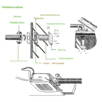 Tuyau d'évacuation flexible en plastique ABS pour sèche-linge, avec grille de ventilation auto-fermante réglable, pour extérieur, étanche à la pluie