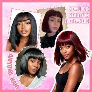 Peluca de encaje HD 4x1 con densidad del 210% para cabello francés/encaje sin pegamento, línea de parte natural, bob liso con flequillo, 100% cabello humano Remy - Product Image 6