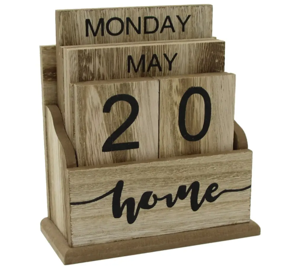 A buon mercato perpetuo in legno Flip Desk Blocks calendario avvento in legno settimana mese data. Calendario