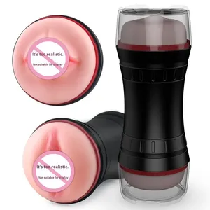 Male Sex Toys Airplane Cups Masturbation Cups Adult Toys Made Silicone Material Easy Clean Double-Headed Oral Sex Model - Product Image 5