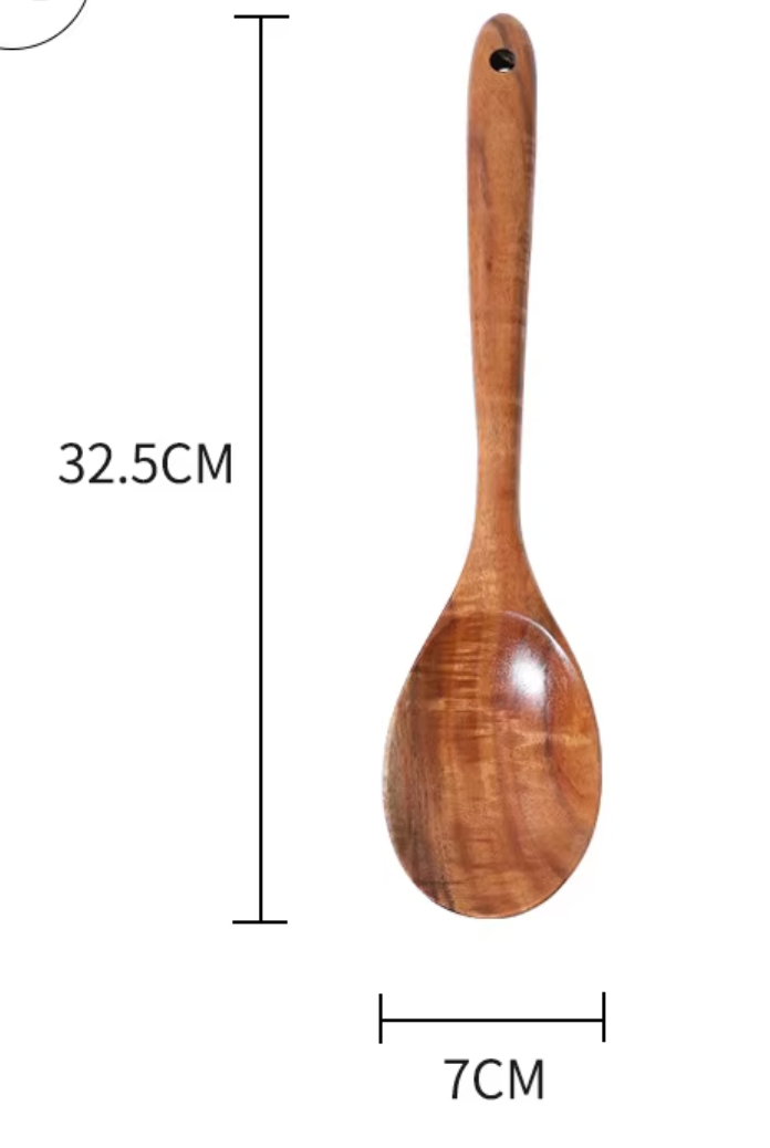 Cuillère à salade à long manche en teck