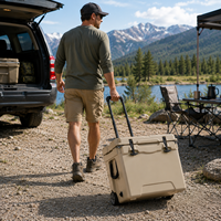 Glacière roulante 40L prête pour l'expédition avec poignée de valise pour le camping en extérieur, la pêche – Boîte isotherme rotomoulée en LLDPE
