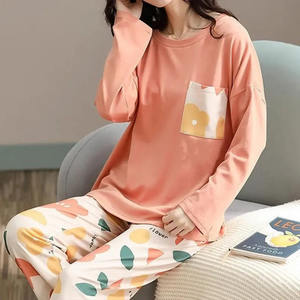 Conjunto de Pijamas de Otoño para Mujer, Ropa de Dormir de Manga Larga con Cuello Redondo y Estampado Floral, Ropa de Casa Holgada, Cómoda y Transpirable - Product Image 5