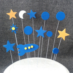 Foam Cake Toppers Airplanes Clouds Stars Birthday Decorations Handmade Die Cut Round Shape - Product Image 2
