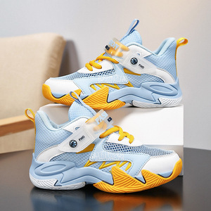 Chaussures de basket-ball pour enfants, printemps-été, nouvelles baskets respirantes en mesh avec fermeture velcro, antidérapantes, résistantes à l'usure, pour garçons - Product Image 3