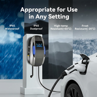Chargeur de voiture électrique intelligent AC 7-22 kW Type 2 mural avec écran LCD, Ethernet, indicateur LED pour la maison et le stationnement commercial