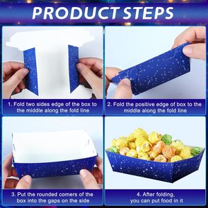 Galaxy Starry Night Paper Food Boats Snack Candy Popcorn Nacho Hot Dog Bandejas Tazón para servir para Buffet Decoraciones para fiesta de cumpleaños - Product Image 4