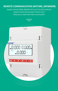 <span class=keywords><strong>LCD</strong></span> 35mm Din Rail kỹ thuật số mét ba giai đoạn năng lượng mét RS485 xen kẽ màn hình hiện tại modbus rtu 380V 400V AA - Product Image 2