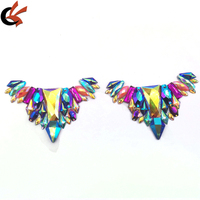Accessoires de maillots de bain pour le Carnaval de Trinité-et-Tobago, motif en strass en résine multicolore avec dos en gel, appliqué thermocollant