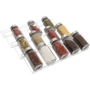 Wholesale Acrylic 4 Tiers Spice Drawer Organizer Insert Adjustable Spice Jar Rack Set Tray For Spice Jars