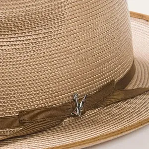 Chapeau Fedora en paille de palmier à large bord, chapeau de soleil avec bande réglable, casquette décontractée pour l'extérieur - Product Image 2