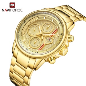 นาฬิกาข้อมือผู้ชาย NAVIFORCE 9184 สีทอง ควอตซ์ โลโก้ OEM โครโนกราฟ ตัวเรือนโลหะผสม สายสแตนเลส สปอร์ตโครโนกราฟ - Product Image 6