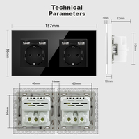 NOVSKI Prise murale double USB en verre standard UE à 4 ports avec prise allemande 157*86mm