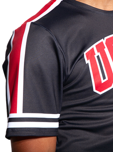 T-shirt personnalisable noir et rouge évacuant l'humidité pour pom-pom girls masculins uniformes confortables pour pom-pom girls masculins - Product Image 4