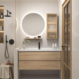 <span class=keywords><strong>Mueble</strong></span> de baño de madera maciza de <span class=keywords><strong>estilo</strong></span> moderno con <span class=keywords><strong>lavabo</strong></span> de espejo y <span class=keywords><strong>lavabo</strong></span> de baño combinado - Product Image 2