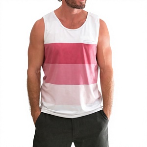 Débardeur Homme Uni en Coton Tissé 100% Respirant Écologique Séchage Rapide Style Hip-Hop Col Rond Blanc Rose Décontracté avec Poche - Product Image 2