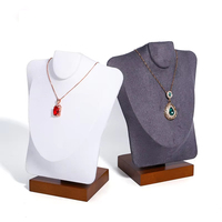 Présentoir à bijoux en bois massif pour colliers et pendentifs, modèle buste, avec support en velours