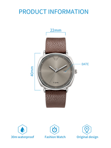 Orologio da Polso TOMI <span class=keywords><strong>Vintage</strong></span> al Quarzo con Quadrante Quadrato da 40mm, Vetro, Fibbia in Lega da 22mm e Display a Lancette, Movimento Hangzhou - Product Image 6