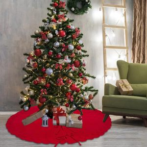 Jupe de sapin de Noël tricotée blanche et rouge de 48 pouces, étagère pour couvrir la base du sapin, jupe en fil métallique et couverture. - Product Image 5