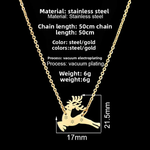 Collier en acier inoxydable sur le thème de Noël Flocon de neige Père Noël Citrouille Voiture Pendentif dans un style de bijoux arc-en-ciel pour la mode d'hiver - Product Image 5