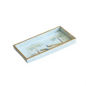 Plateau en bois artisanal de qualité supérieure avec décor Meenakari |   Plateau de service à thé décoratif en gros, plateau en bois MDF design avec impression Meena |   Décoration - Product Image 2