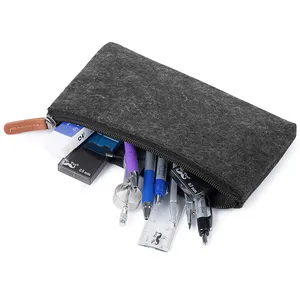 Custom pen organizer pouch practical portable washable durable students stationery zipper pen bag felt pencil case