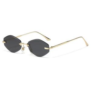 Luxury Designer Rimless Square Lens UV400 Unisex High Quality Metal Vintage Fashion European Trendy Colored <b>Sunglasses</b> - Product Image 2