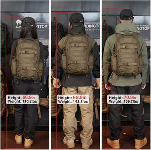 Sac à dos tactique en denim avec fermeture éclair et doublure Oxford pour hommes - 18L/28L EDC Randonnée et Moto - Product Image 6