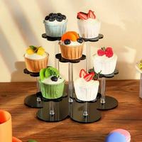Support à cupcakes transparent en acrylique personnalisable à plusieurs niveaux pour desserts, macarons, pâtisseries et plats froids, pour la maison et les magasins