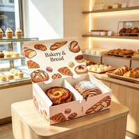 Boîtes à pain en carton alimentaire, personnalisables avec logo en relief, auto-érectables, écologiques, avec fenêtre, pour boulangerie, vente en gros
