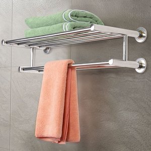 Porte-serviettes mural moderne pour hôtel en acier inoxydable, barre simple, finition polie miroir, résistant à la rouille - Product Image 4