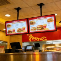 Système de menu numérique multi-écrans pour chaînes de restauration rapide, affichage tactile 4K synchronisé, animation de texte, affichage numérique pour centres commerciaux
