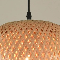Lustre suspendu en bambou E27 LED, abat-jour tissé à la main, 220V, non dimmable, économie d'énergie, éclairage intérieur moderne