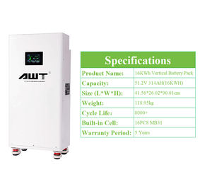 AWT 15KW 16KW 8000サイクル51.2V 280AH 314Ah LiFePO4バッテリー,<span class=keywords><strong>MSDS</strong></span>ソーラー認定BMS保護付き家庭用 - Product Image 3