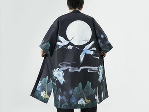Cardigan Lungo Stile Giapponese Retrò Harajuku, Kimono con Stampa di Gru e Piume, Costume per Cosplay Anime di Halloween - Product Image 4