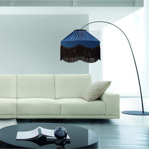 Tiffany blu reale ondulato paralume fatto a mano, lampada a sospensione. - Product Image 2