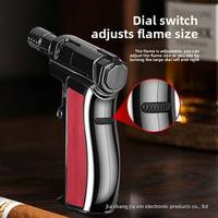 Forte Flamme Haute Température Moderne En Alliage De Zinc Torche Cool Unique Briquet Nouveauté Rechargeable Butane Briquets Serrure De Sécurité Logo