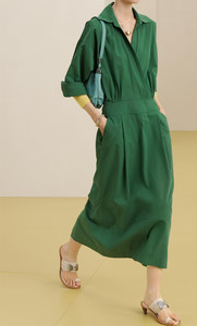 SHENZHU <span class=keywords><strong>Abito</strong></span> da donna estivo 2026 nuovo alla moda semplice versatile <span class=keywords><strong>verde</strong></span> con colletto a maniche lunghe 2417240 - Product Image 2