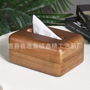 Caja de pañuelos de madera color nogal, dispensador de pañuelos extraíbles, caja de almacenamiento para sala de estar, coche, baño - Product Image 4