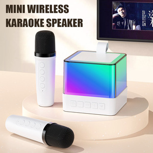 Mini altavoces portátiles K Song Dual <span class=keywords><strong>Mike</strong></span> tarjeta <span class=keywords><strong>de</strong></span> sonido integrada hogar KTV micrófono Karaoke altavoz inalámbrico BT con luz RGB - Product Image 5